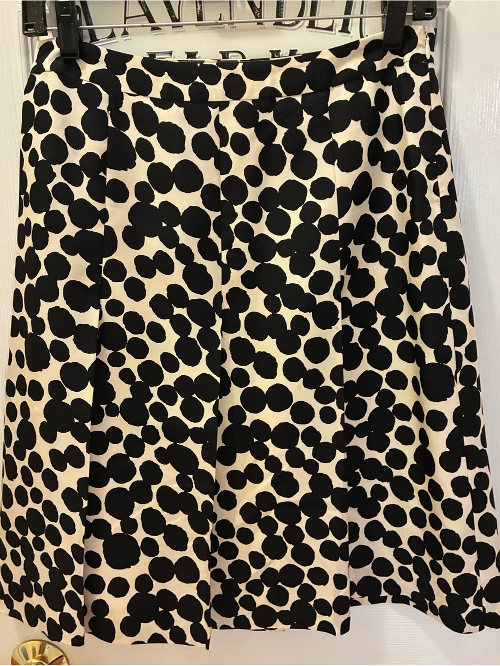 Banana Republic Black and Cream A-Line Dot Print Skirt
